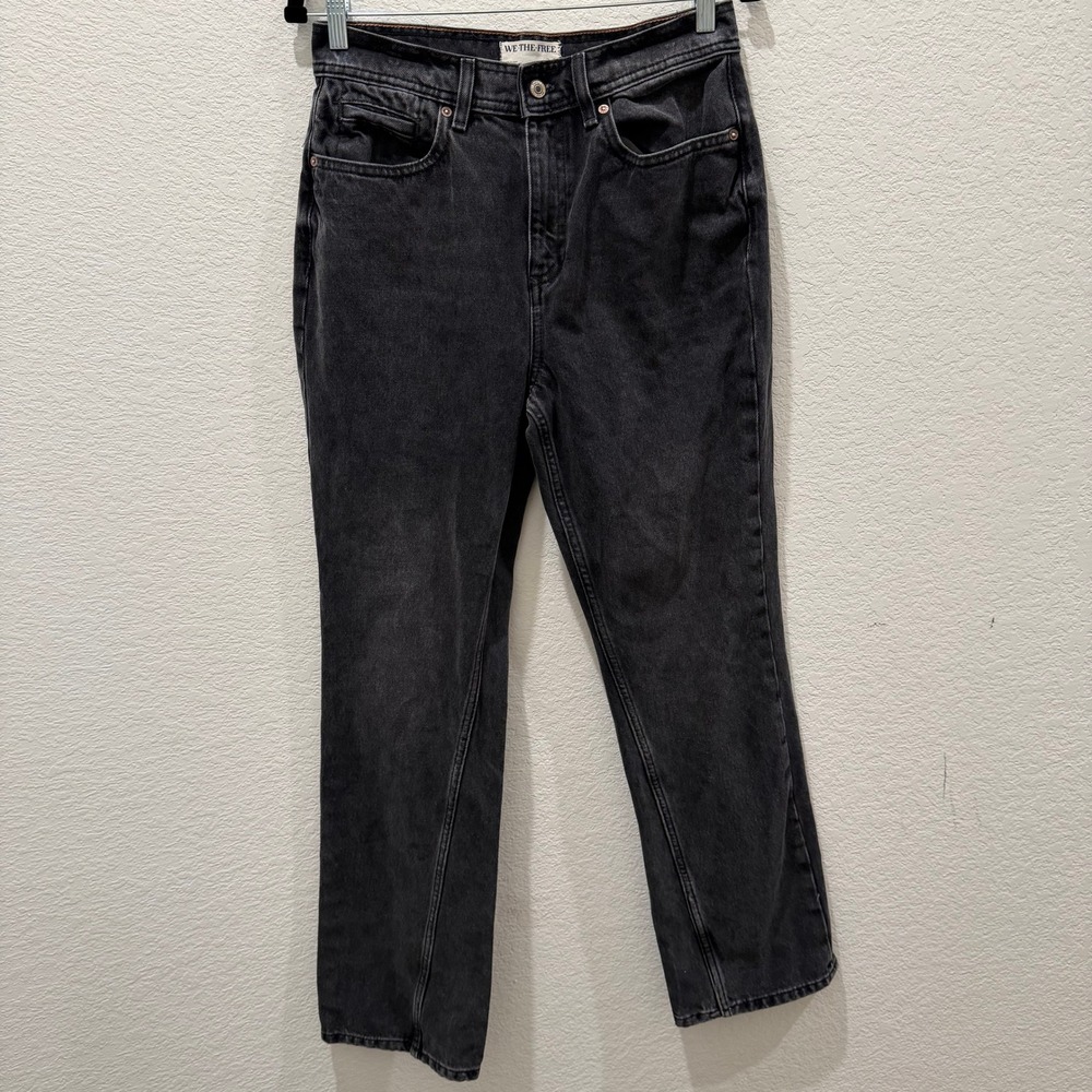 We The Free Free People Xena High Rise Slim Straight Jeans Faded Black 28